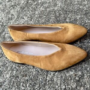 Ecco Women's Size 4 EU35 Pointed Toe‎ Ballet Flats In Tan Nubuck Leather Comfort